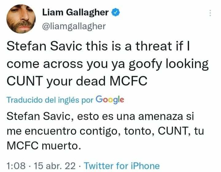 La amenaza en Twitter que borró Gallagher