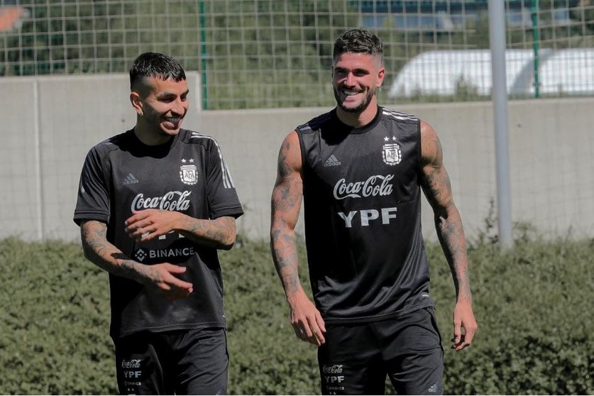 Correa y De Paul, en un entrenamiento con Argentina