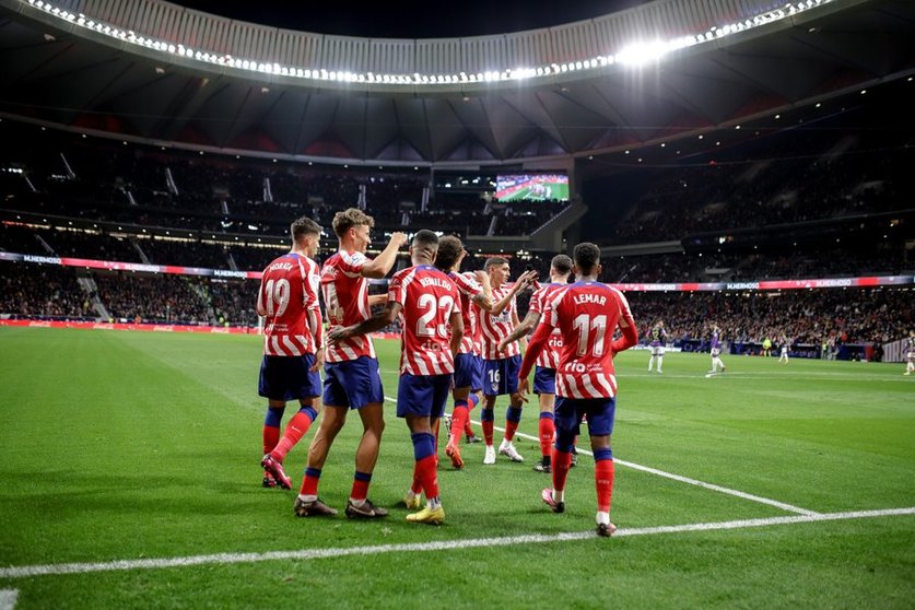 Los jugadores del Atlético celebran uno de los goles / Foto: ATM
