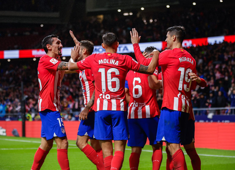 Los jugadores del Atlético celebran uno de los goles / Foto: ATM